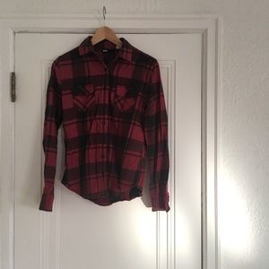 Red Flannel Long Sleeve Button Down Shirt